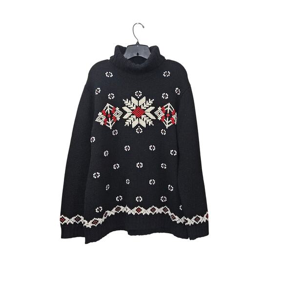 VTG 90s Jones New York Wool/Mohair Ski Turtleneck Sweater Size X-Large Snowflake - Picture 1 of 6